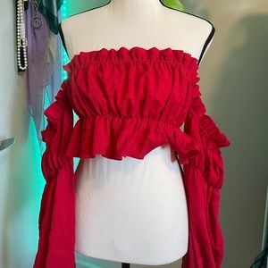 red off the shoulder top ❤️